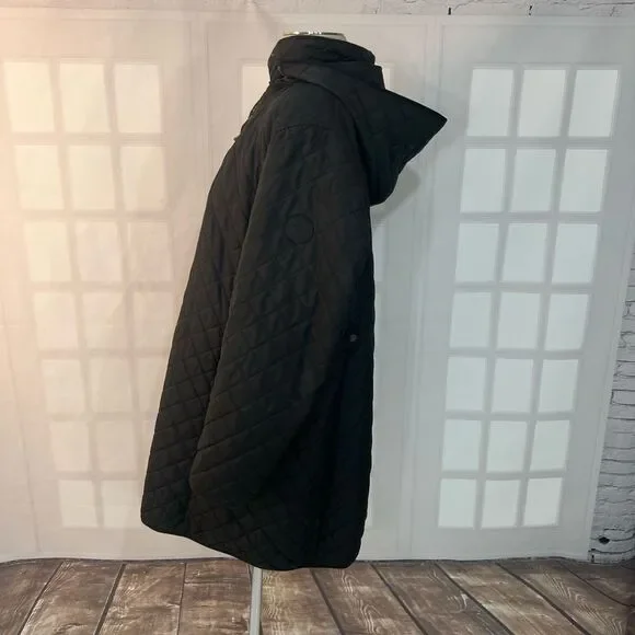 Lauren Ralph Lauren Black Quilted Mid-Length Hooded Puffer Coat Size 1X - Picture 7 of 9